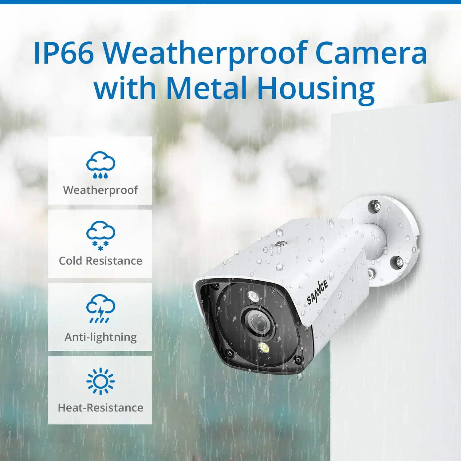 Kamera zewnętrzna IP66 odporna na warunki atmosferyczne.