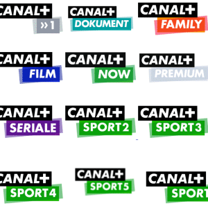 Loga kanałów CANAL+ telewizji satelitarnej.