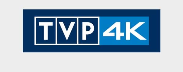 Logo TVP 4K, polska telewizja wysokiej rozdzielczości.