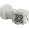 White satellite LNB for dish antenna.
