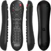 Black universal TV remote control multiple views.