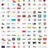 Kolekcja logotypów międzynarodowych kanałów telewizyjnych.