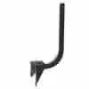 Wall-mounted black metal hook.