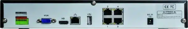 Tylny panel urządzenia z portami VGA, USB, sieciowymi.