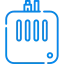 Niebieski licznik energii elektrycznej z ikoną baterii.