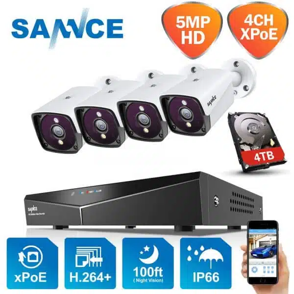 System monitoringu SANNCE 5MP HD z dyskiem 4TB.
