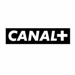 Logo telewizji CANAL+ w kolorze czarnym.