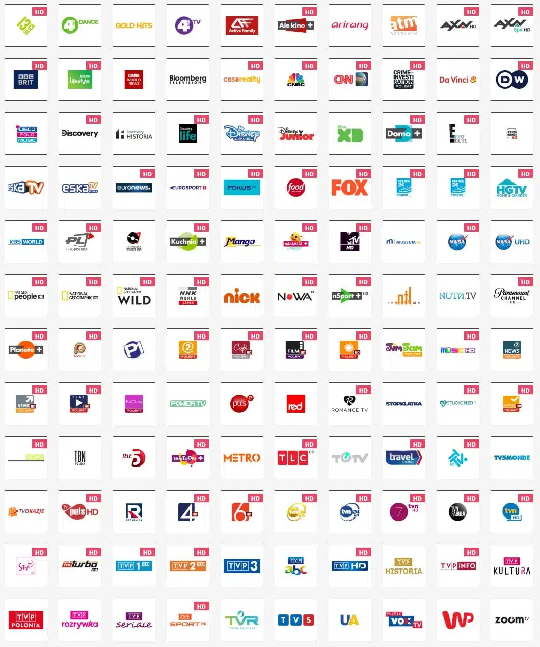 Collage of various television network logos.