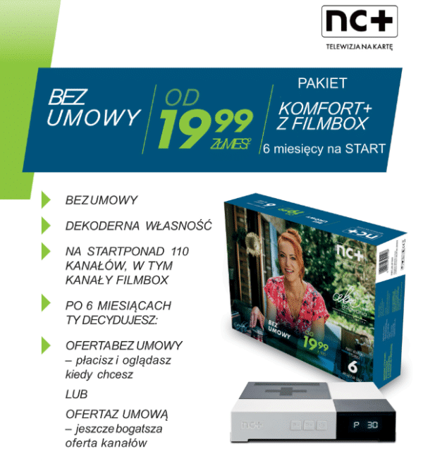Reklama telewizji NC+ pakiet Komfort+.