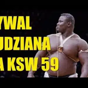 Martial artist at KSW 59 event, text overlay.